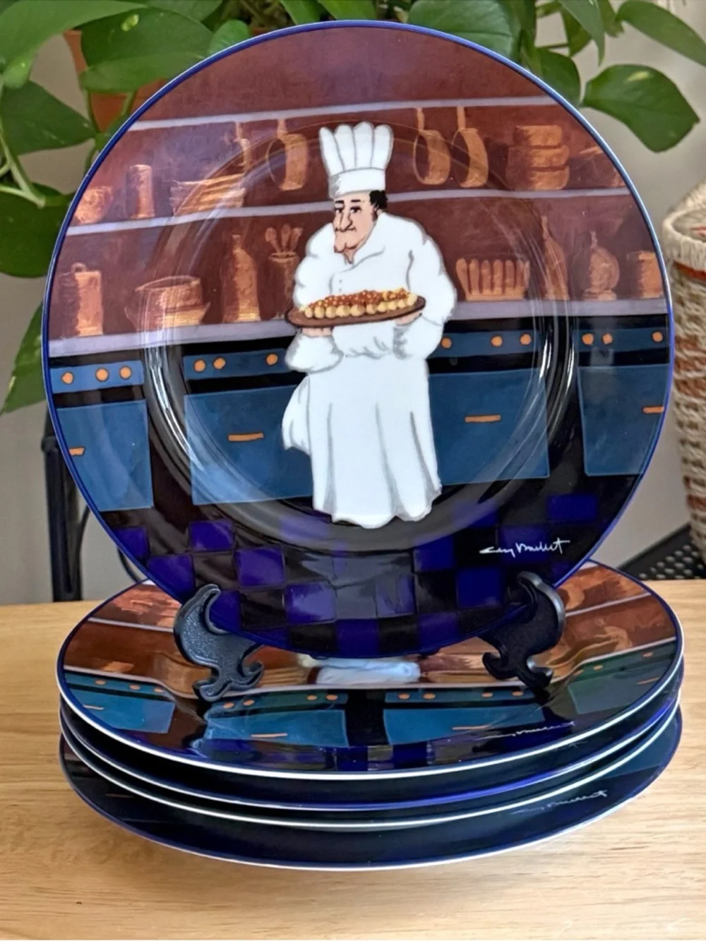 Williams-Sonoma Guy Buffet French Chef 8.25”in Plates Vintage Made in Japan 5 Pc